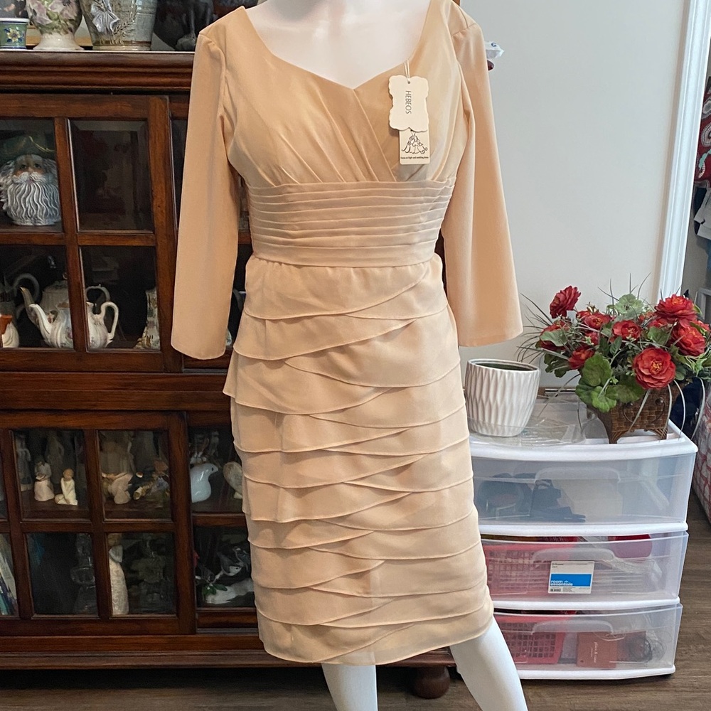 Chic Long Sleeve Beige Dress